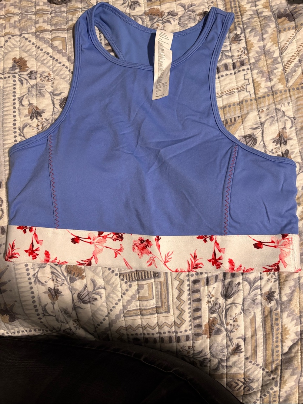 Fabletics Periwinkle Sports Bralette with Floral Band